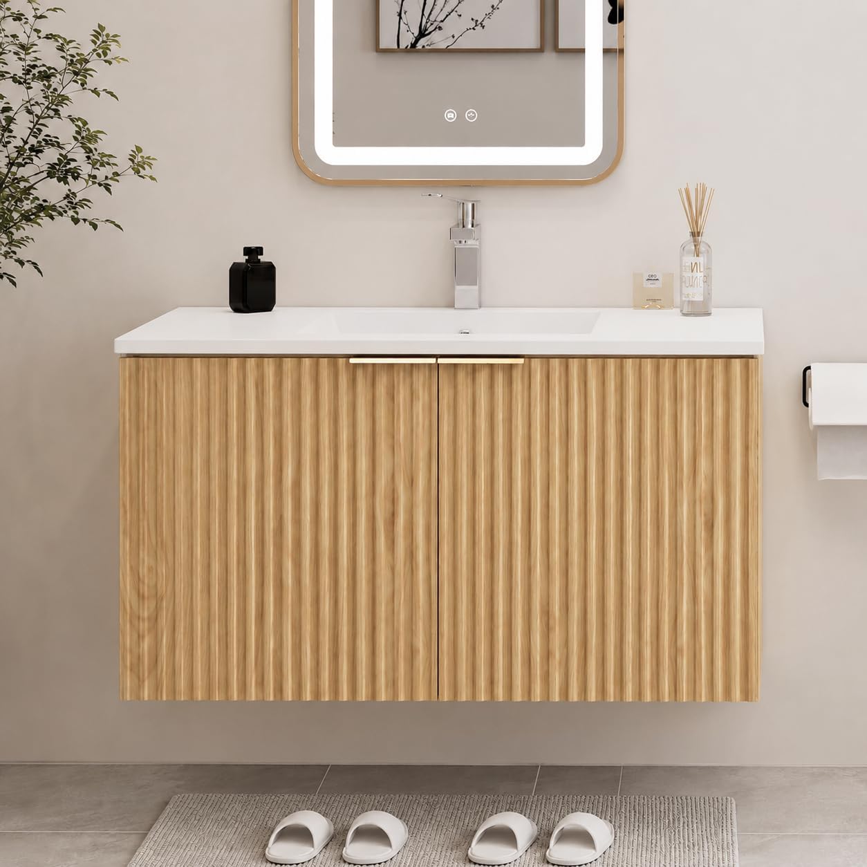 Furniture Hardware Fittings - Modern Floating Bathroom Vanity With Wavy