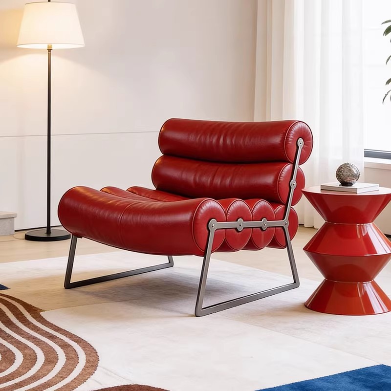 Furniture And Hardware Store - Italian Minimalist Roller Chair, Burgundy Sofa,