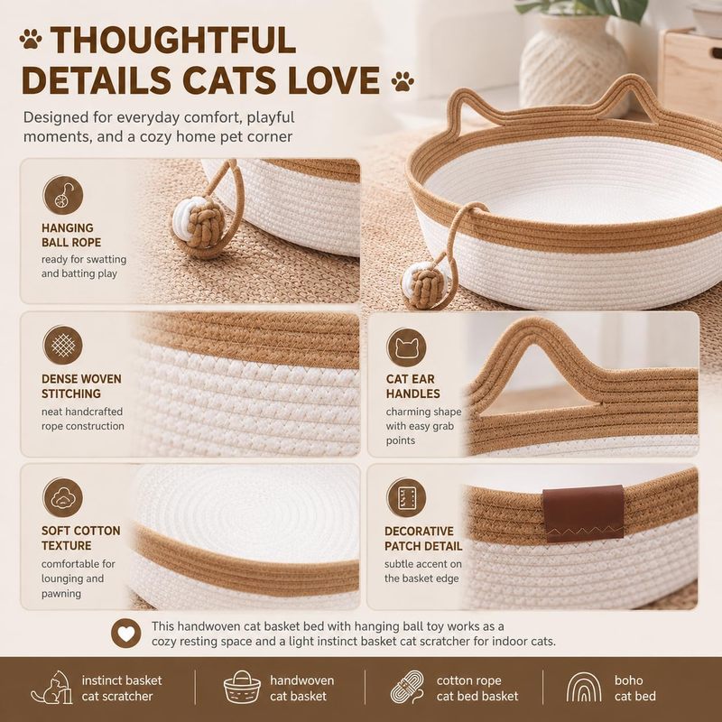 35/40/46cm Handwoven Cotton Ro - Furniture Hardware For Bed recension och pris