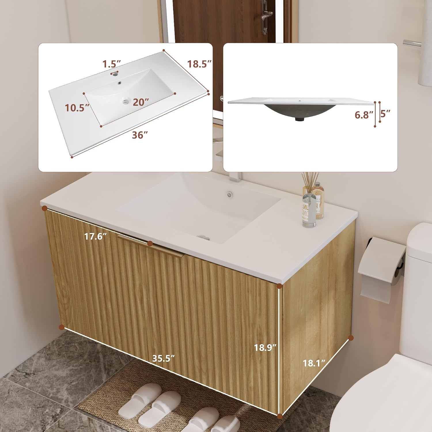 Modern Floating Bathroom Vanit - Furniture Hardware Fittings recension och pris